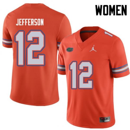 Women's Florida Gators #12 Van Jefferson NCAA Jordan Brand Orange Authentic Stitched College Football Jersey HRV7662YW